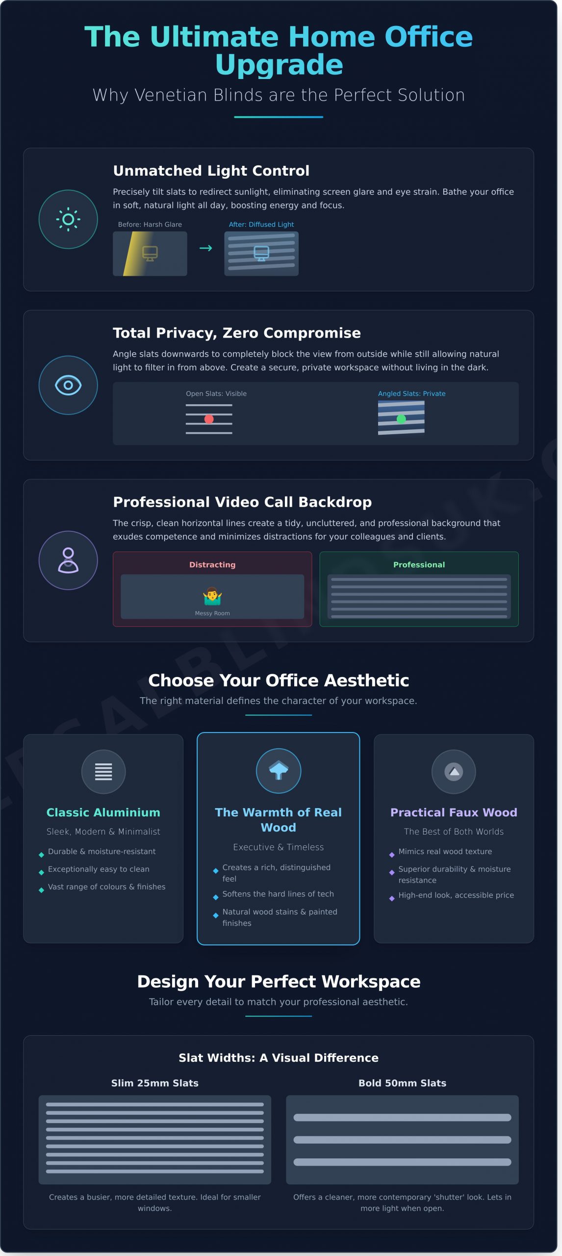 Venetian Blinds: The Perfect Choice for a Stylish & Productive Home Office - Infographic