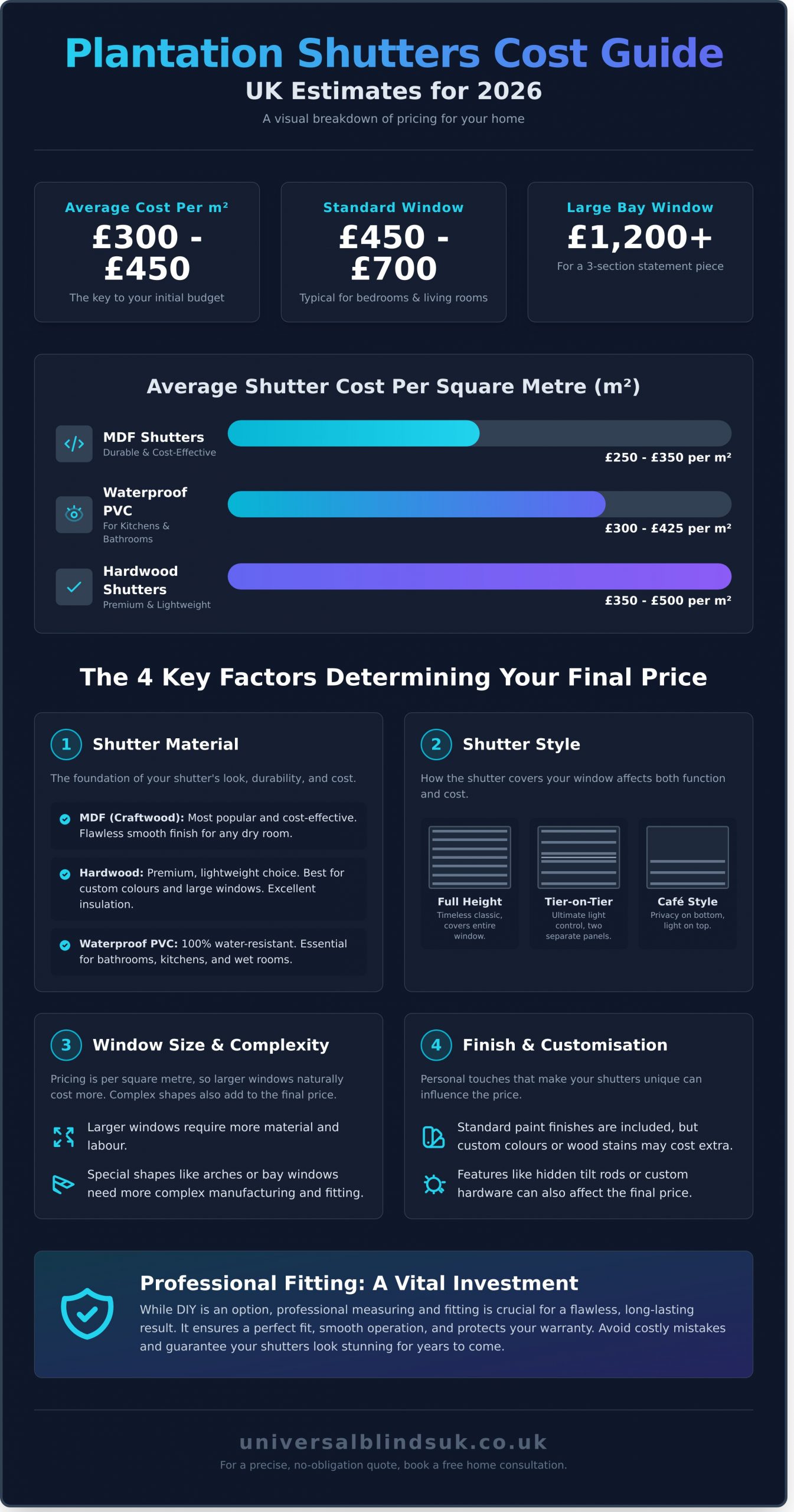 Plantation Shutters Cost UK: Your 2026 Pricing & Budgeting Guide - Infographic
