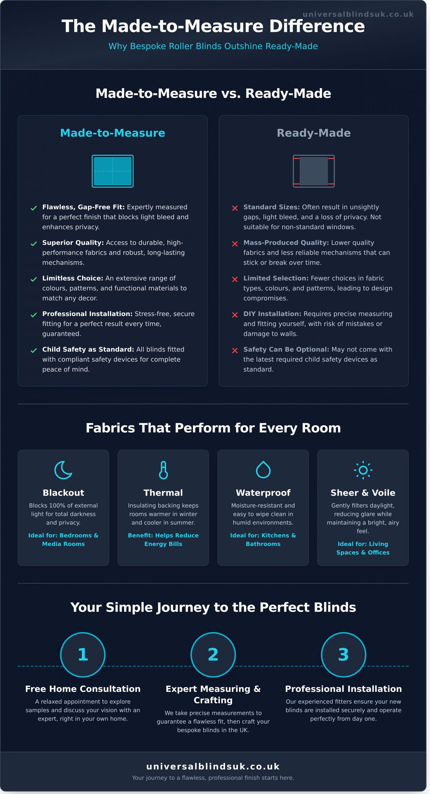 Roller Blinds Made to Measure UK: A Complete Buyer’s Guide - Infographic