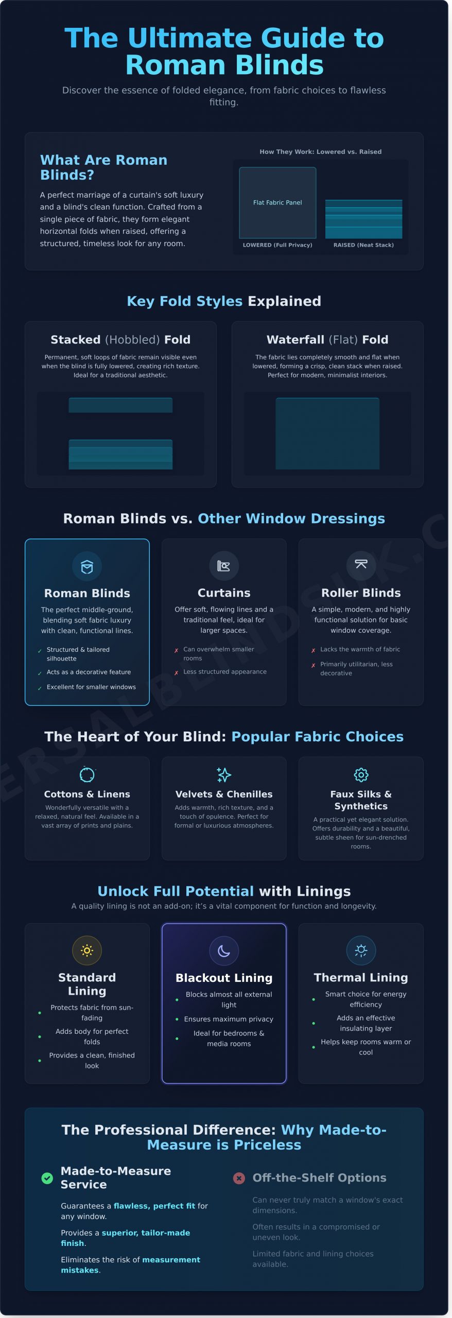 Roman Blinds: The Ultimate Guide to Timeless Style & Perfect Fit - Infographic