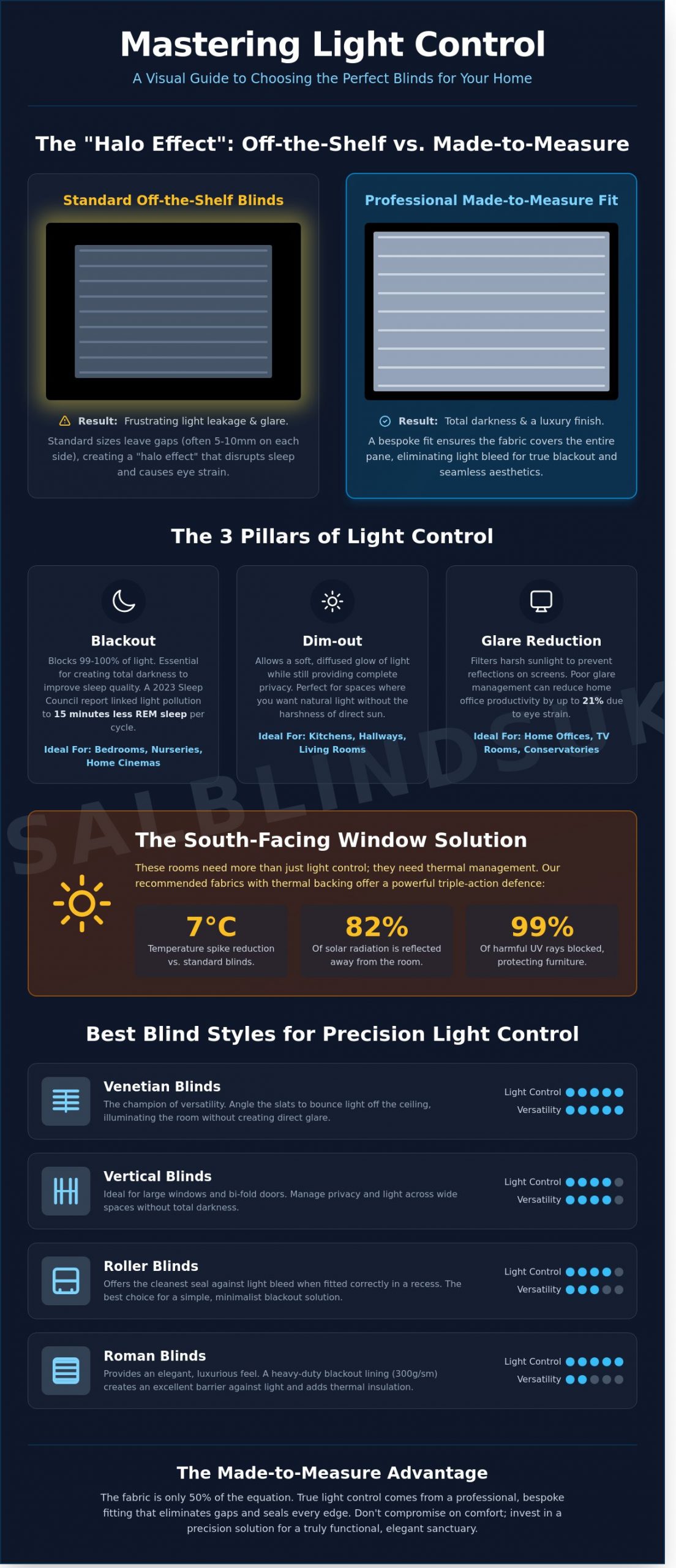 The Best Blinds for Light Control: A Professional Guide to Managing Sunshine and Privacy - Infographic