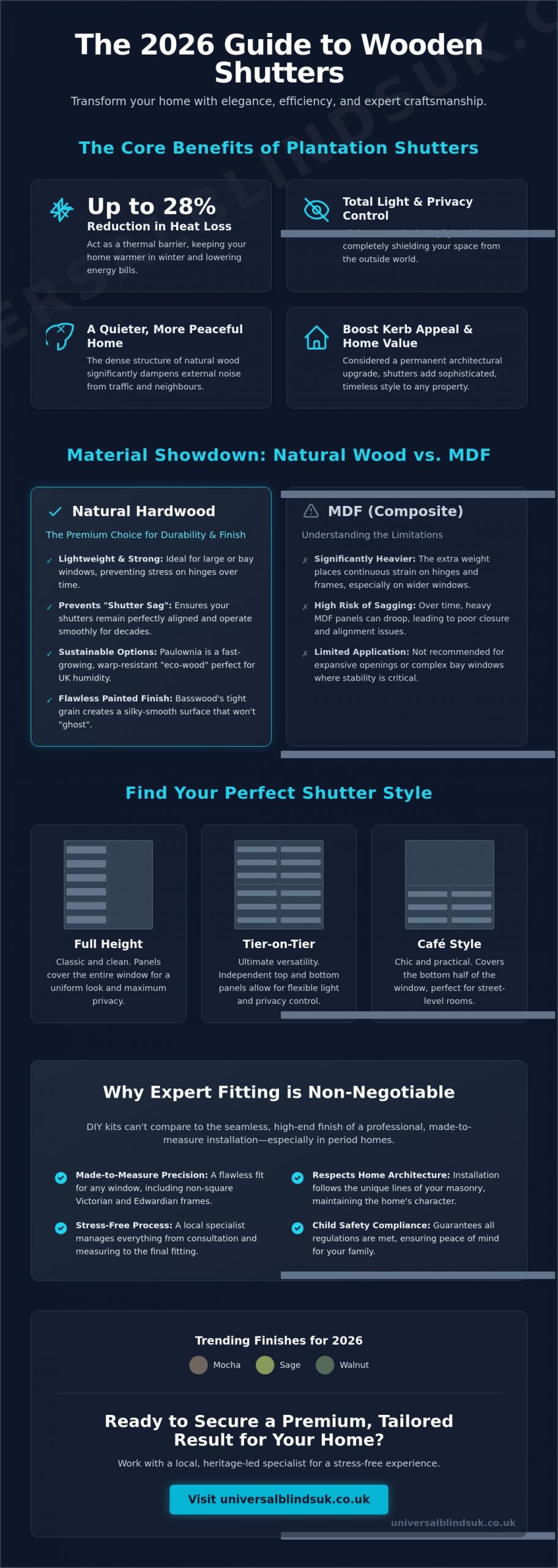 Bespoke Wooden Shutters in Walsall: The 2026 Guide to Quality and Style - Infographic