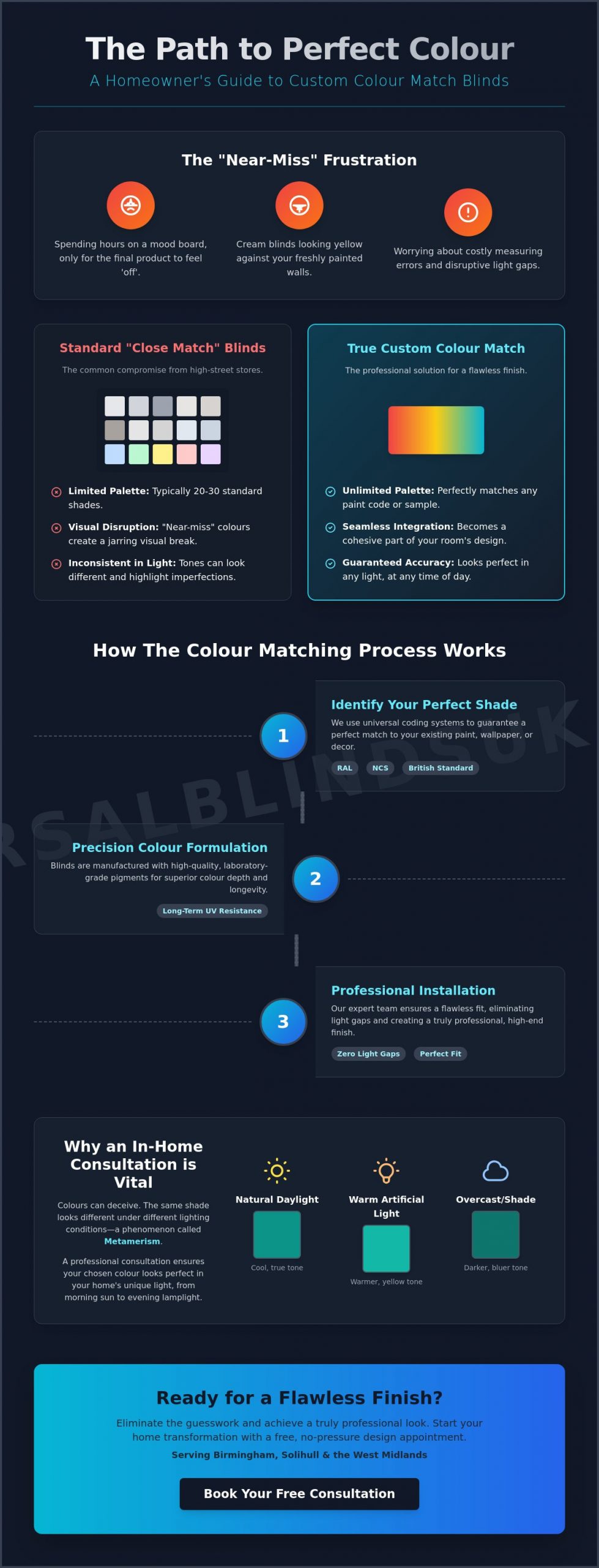 Custom Colour Match Blinds: The Ultimate Guide to Bespoke Interior Design - Infographic