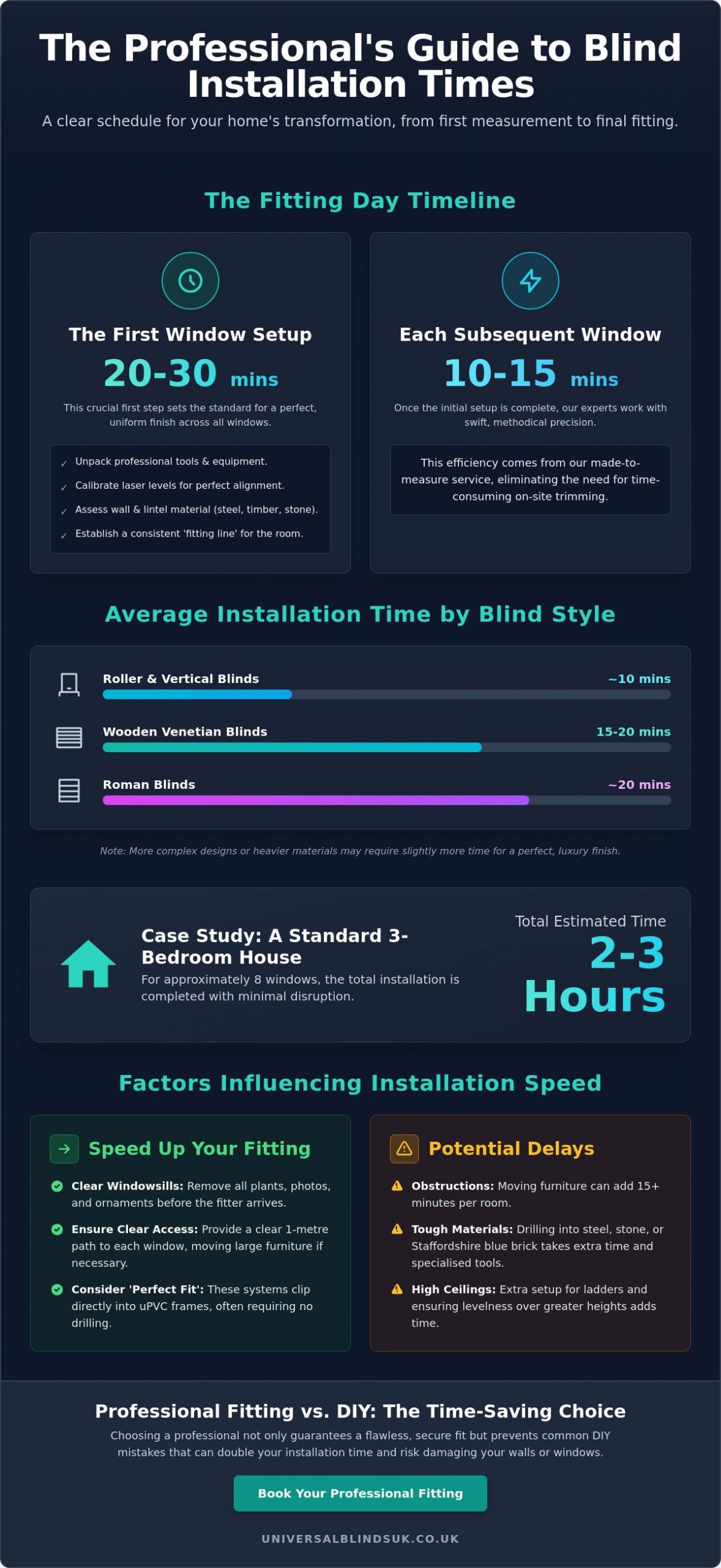 How Long Does It Take to Get Blinds Fitted? A 2026 Homeowner’s Timeline Guide - Infographic