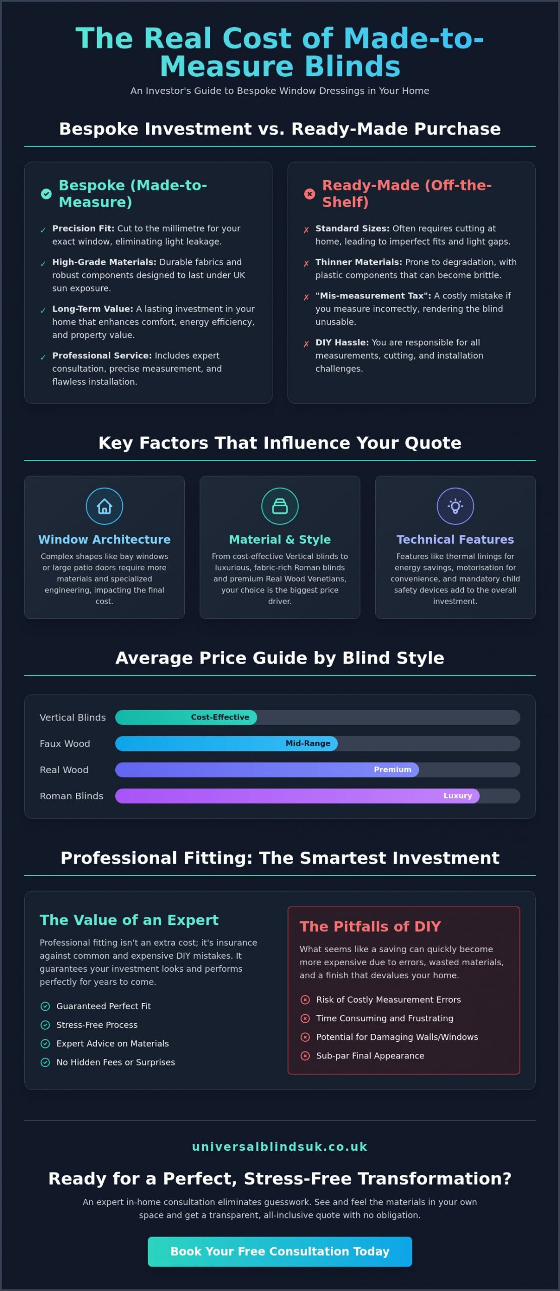 Cost of Made to Measure Blinds West Midlands: 2026 Price & Value Guide - Infographic