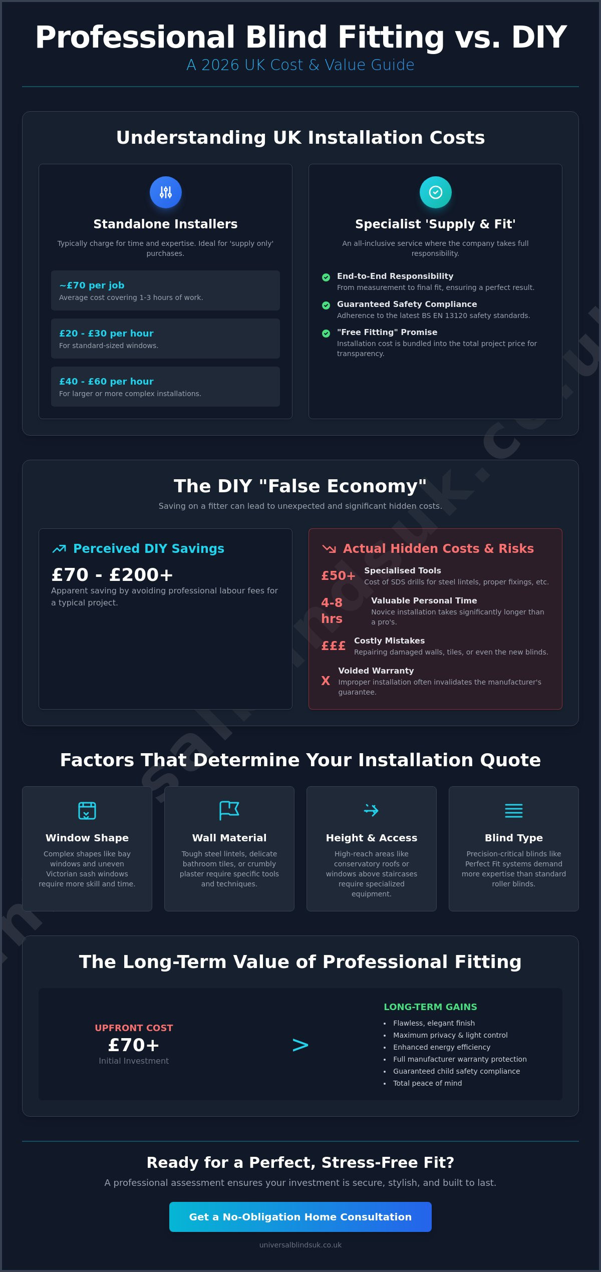 Is Professional Blind Fitting Expensive? UK Cost Guide for 2026 - Infographic