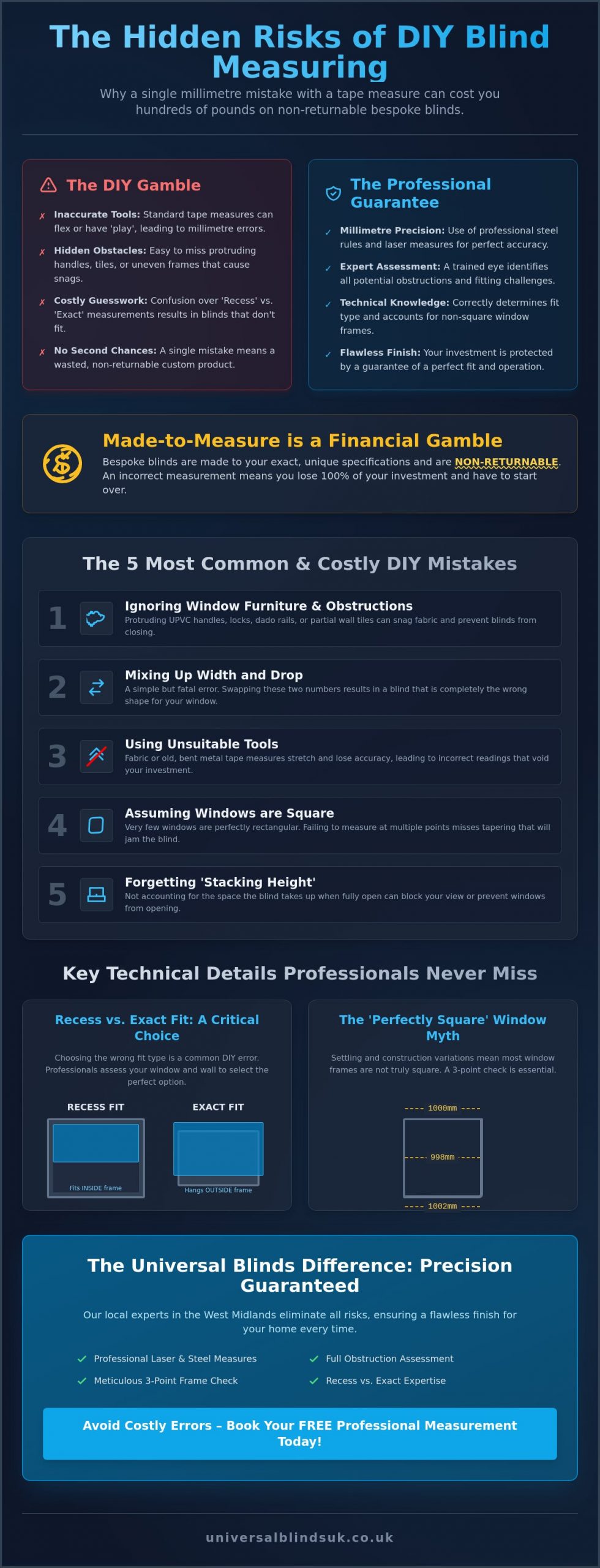 The Hidden Risk of Measuring for Blinds Myself: Why DIY Accuracy is Harder Than It Looks - Infographic