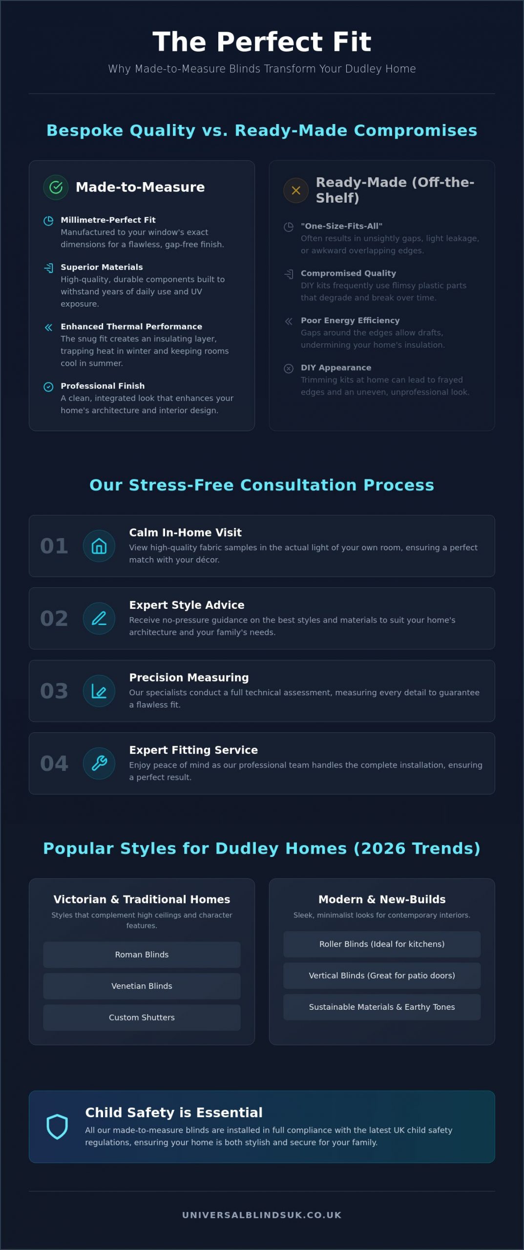 Expert Made-to-Measure Blinds in Dudley: The Complete Local Guide - Infographic